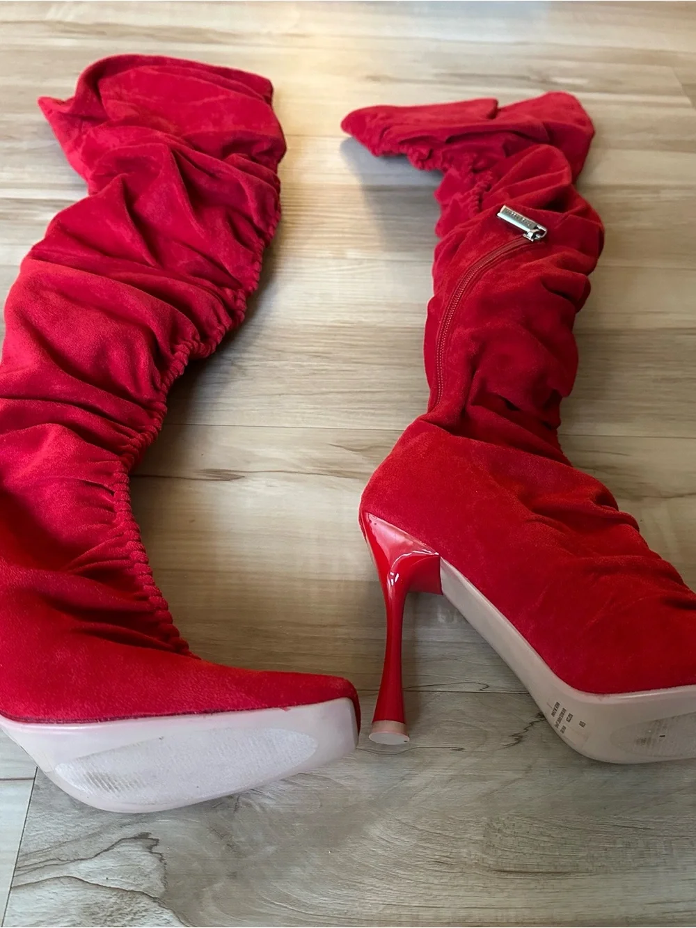 Cape Robbin Red Over-the-Knee Ruched Stiletto Boots! Brand New!